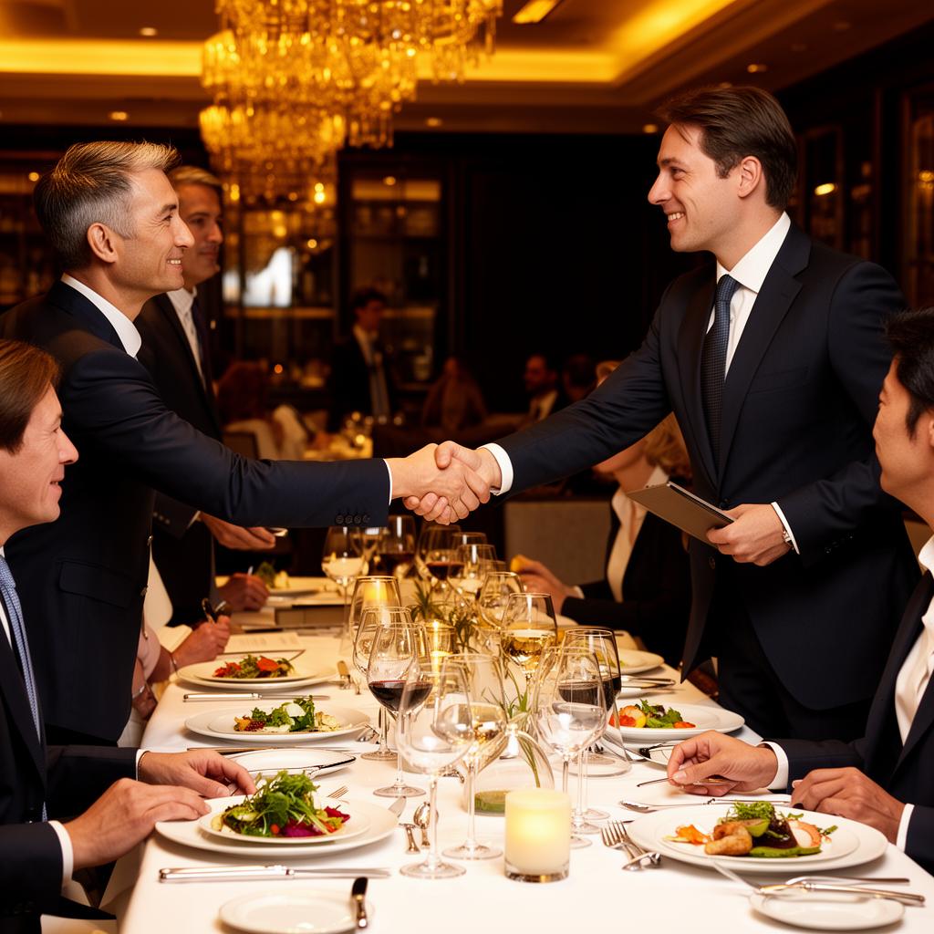 Networking empresarial em jantar de negócios